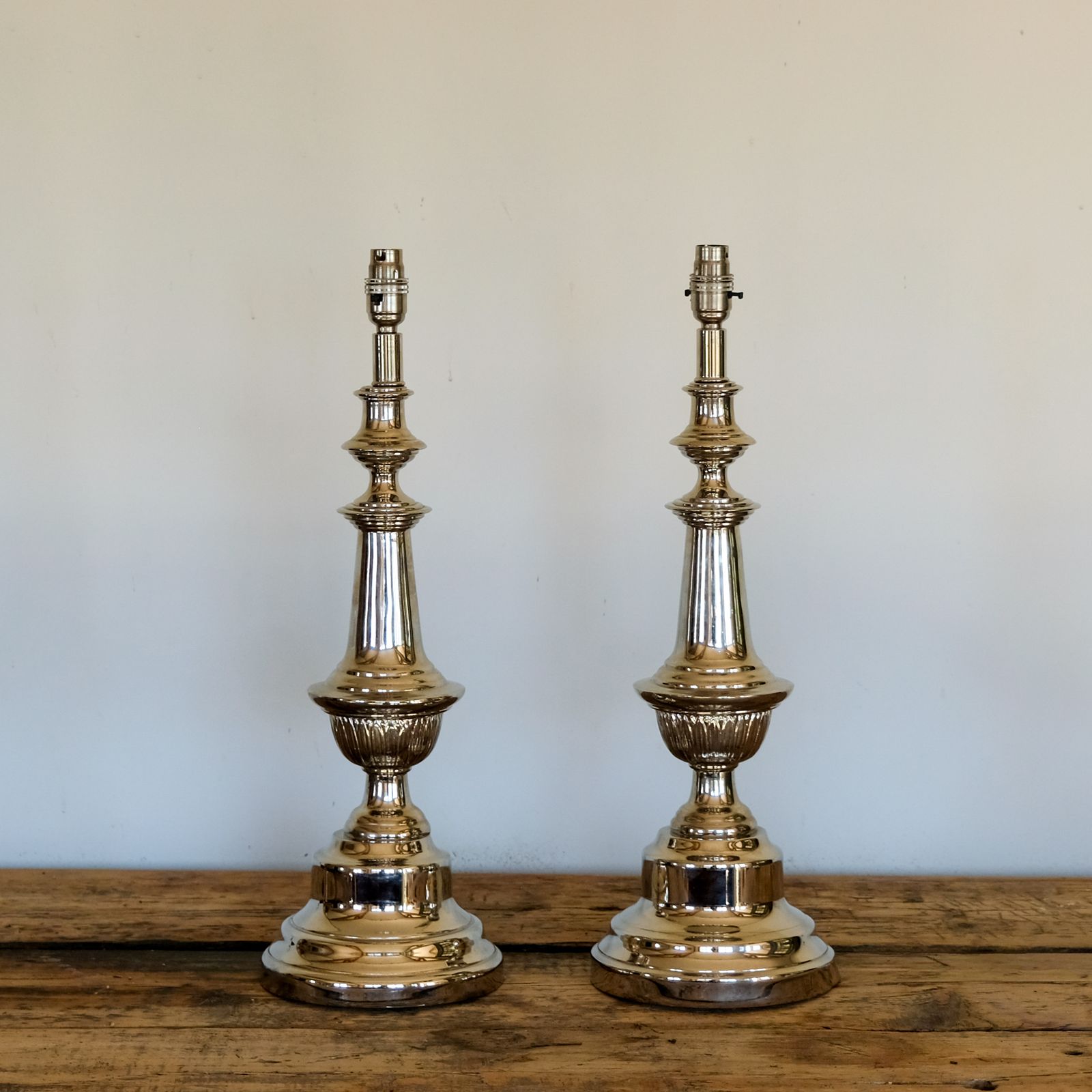 Superb Pair Of French Nickel Plated Table Lamps photo furniture