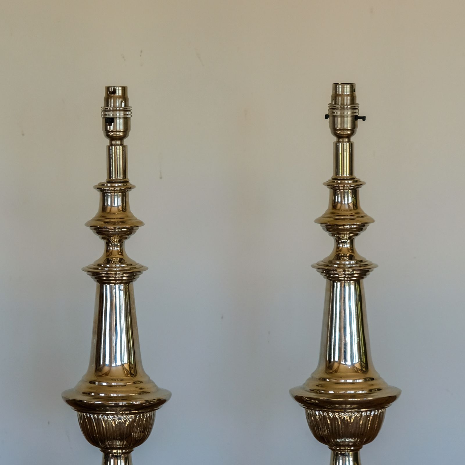 Superb Pair Of French Nickel Plated Table Lamps photo for sale