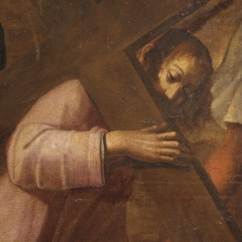 Antiek Italiaans schilderij van de Kruisweg, Tocht naar Calvarie, 17e eeuw photo vinterior