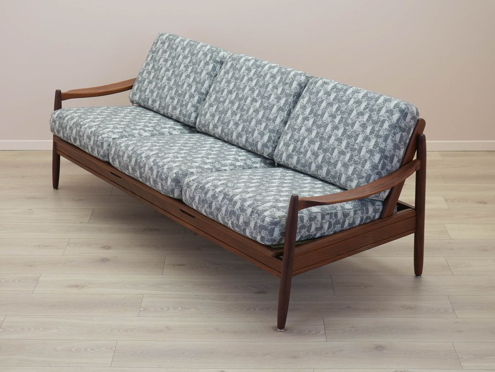 Teakhouten bank, Deens design, jaren 1970, gemaakt in Denemarken photo vintage