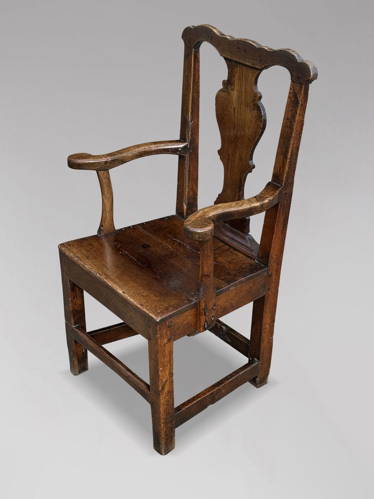 18th Century Georgian Oak Country House Armchair photo vintage