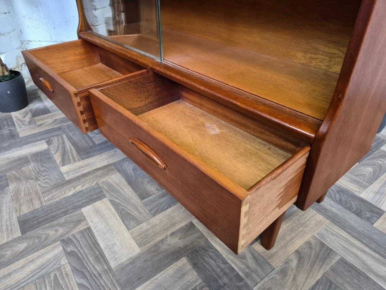 Vivintage Mid Century Jentique Teak & Glass Small Bookcase Slim Sideboard Retro photo buy