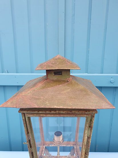 Victorian Green Painted Garden Lantern Converted From Gas photo for sale