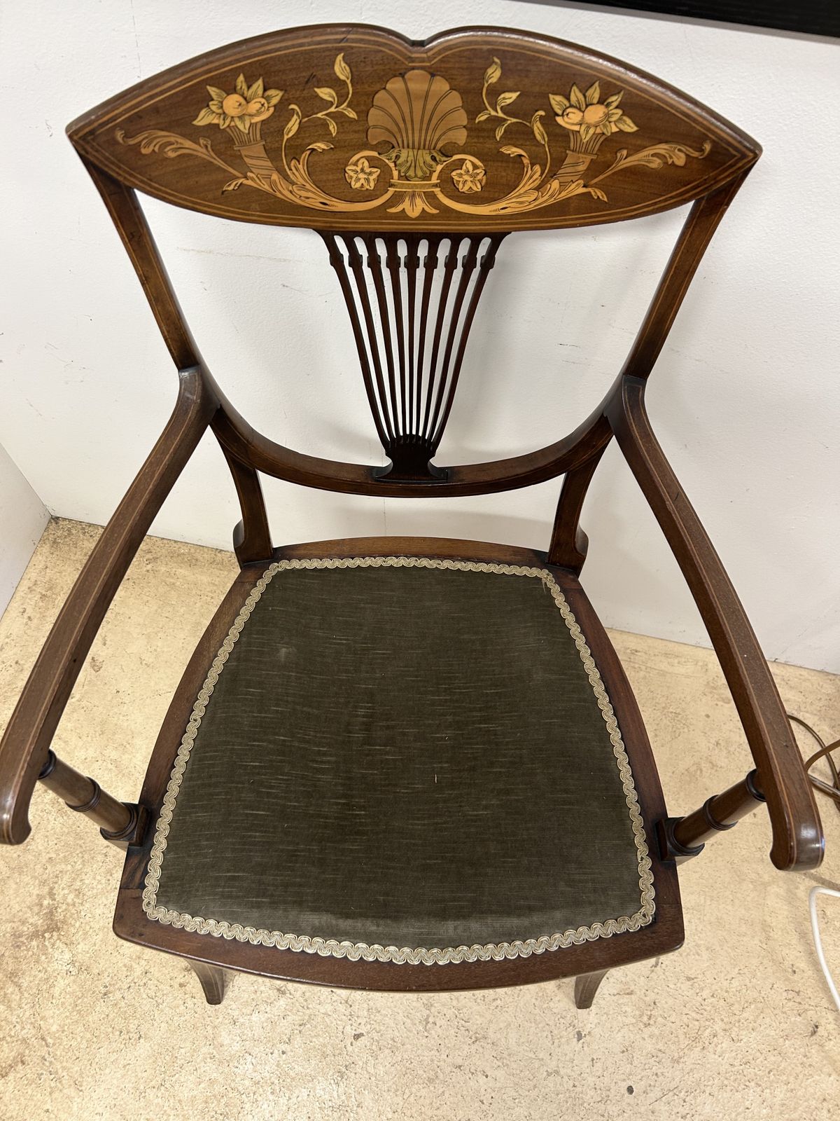 Antique Inlaid Armchair, Early 20th Century photo vinterior
