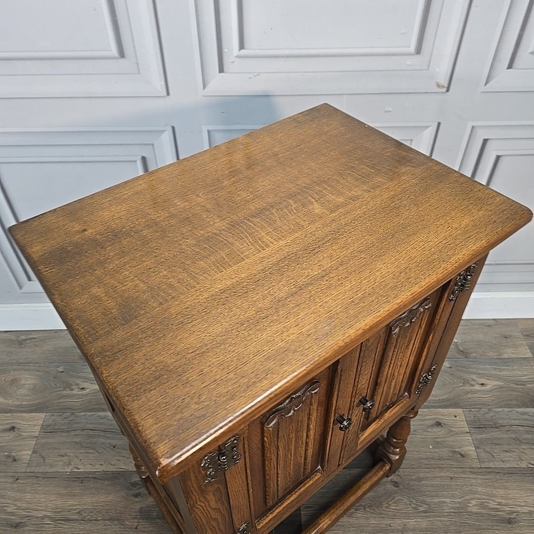 Vintage Old Charm Cabinet Oak Pot Cupboard Tudor Antique Style Side Table photo for sale