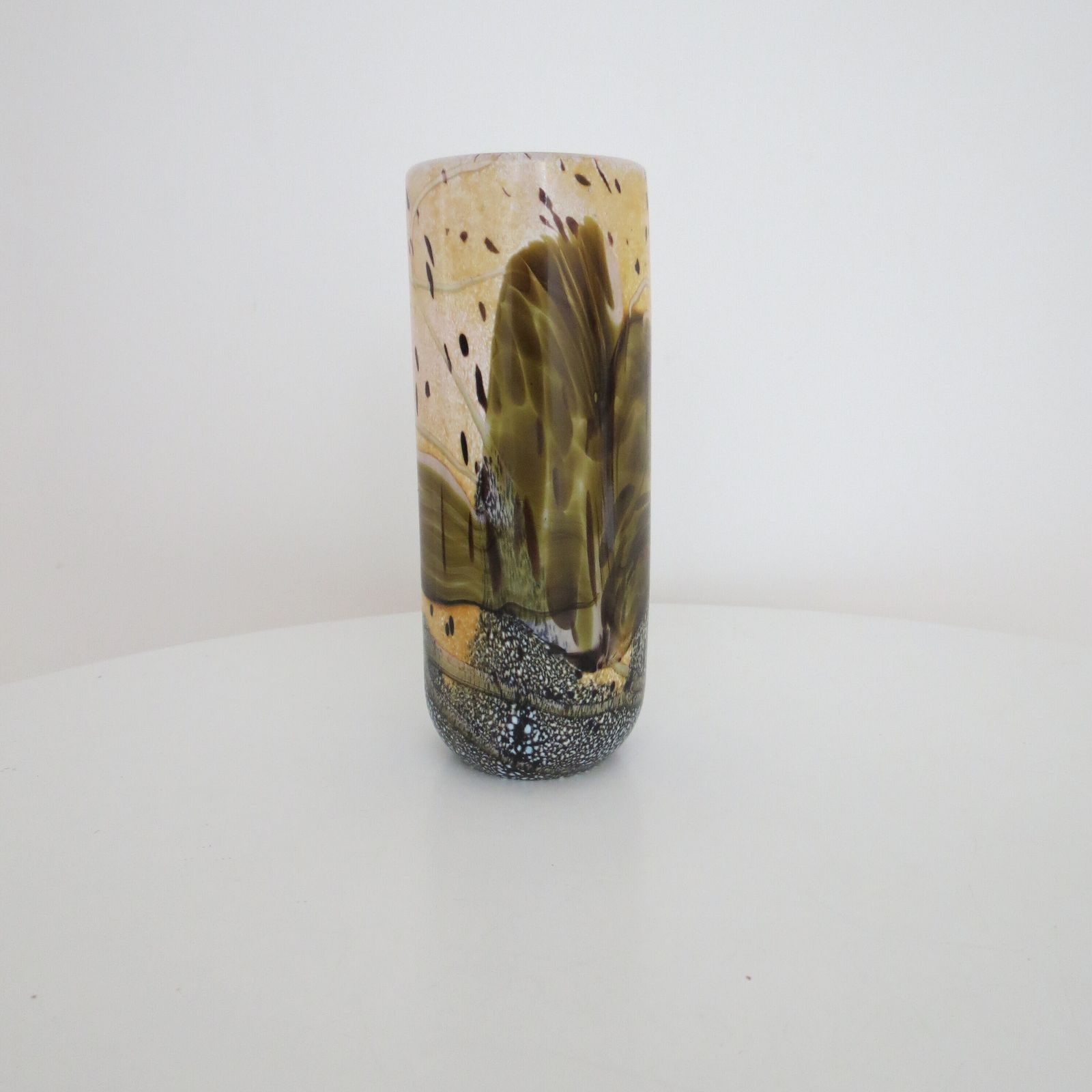 Glass Vase By Norman Stuart Clarke 1990s  Cased Glass Landscape Scene photo for sale