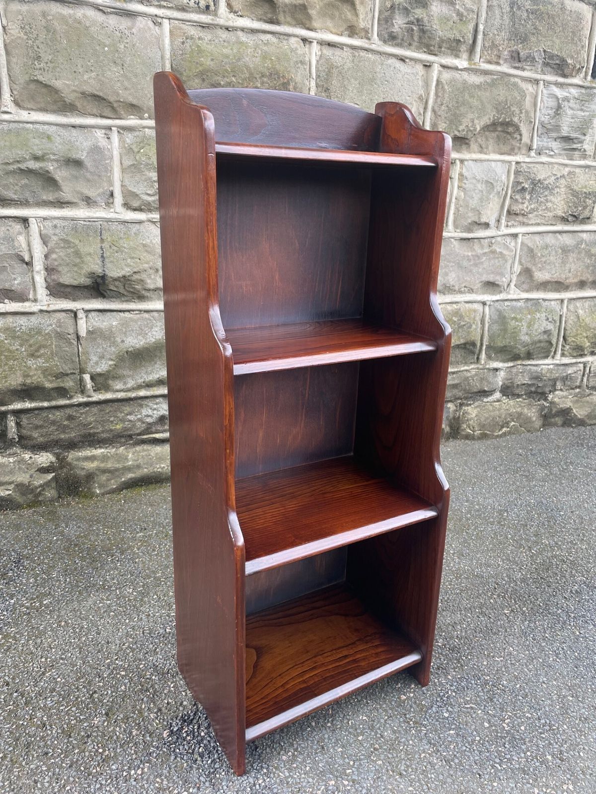 Antique Oak Waterfall Open Bookcase Bookshelves photo vintage