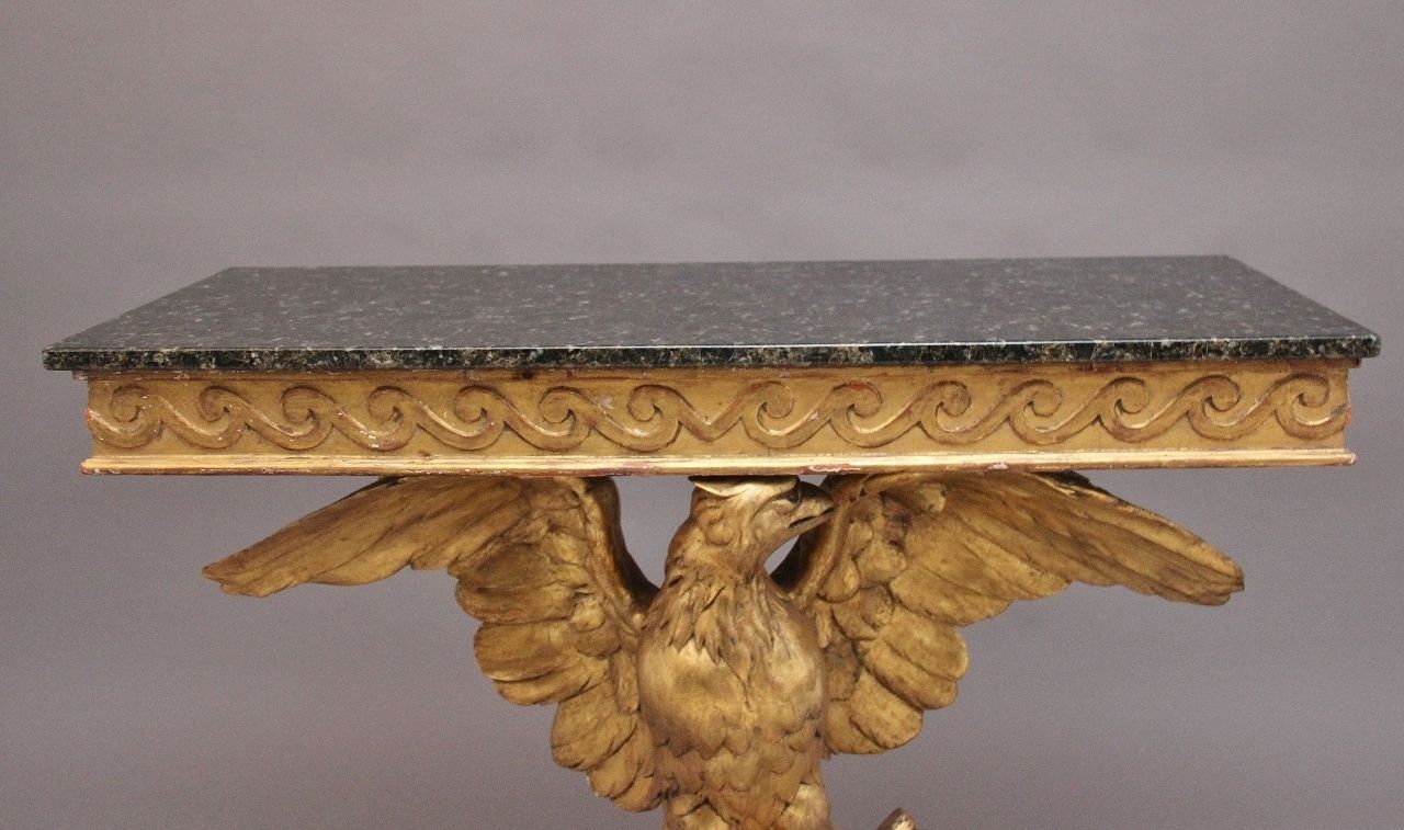 Early 20th Century Antique Gilt And Marble Top Console Table photo for sale