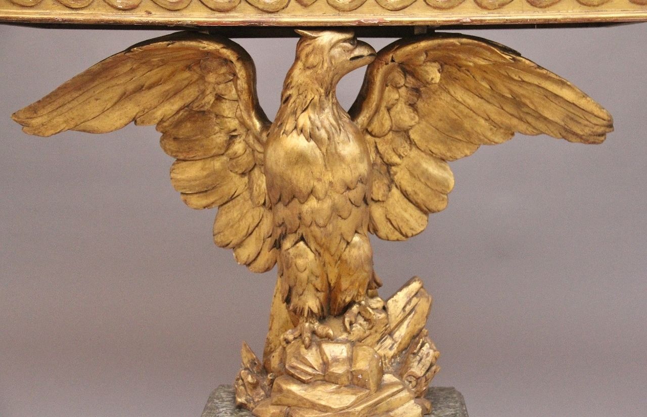 Furniture Early 20th Century Antique Gilt And Marble Top Console Table photo