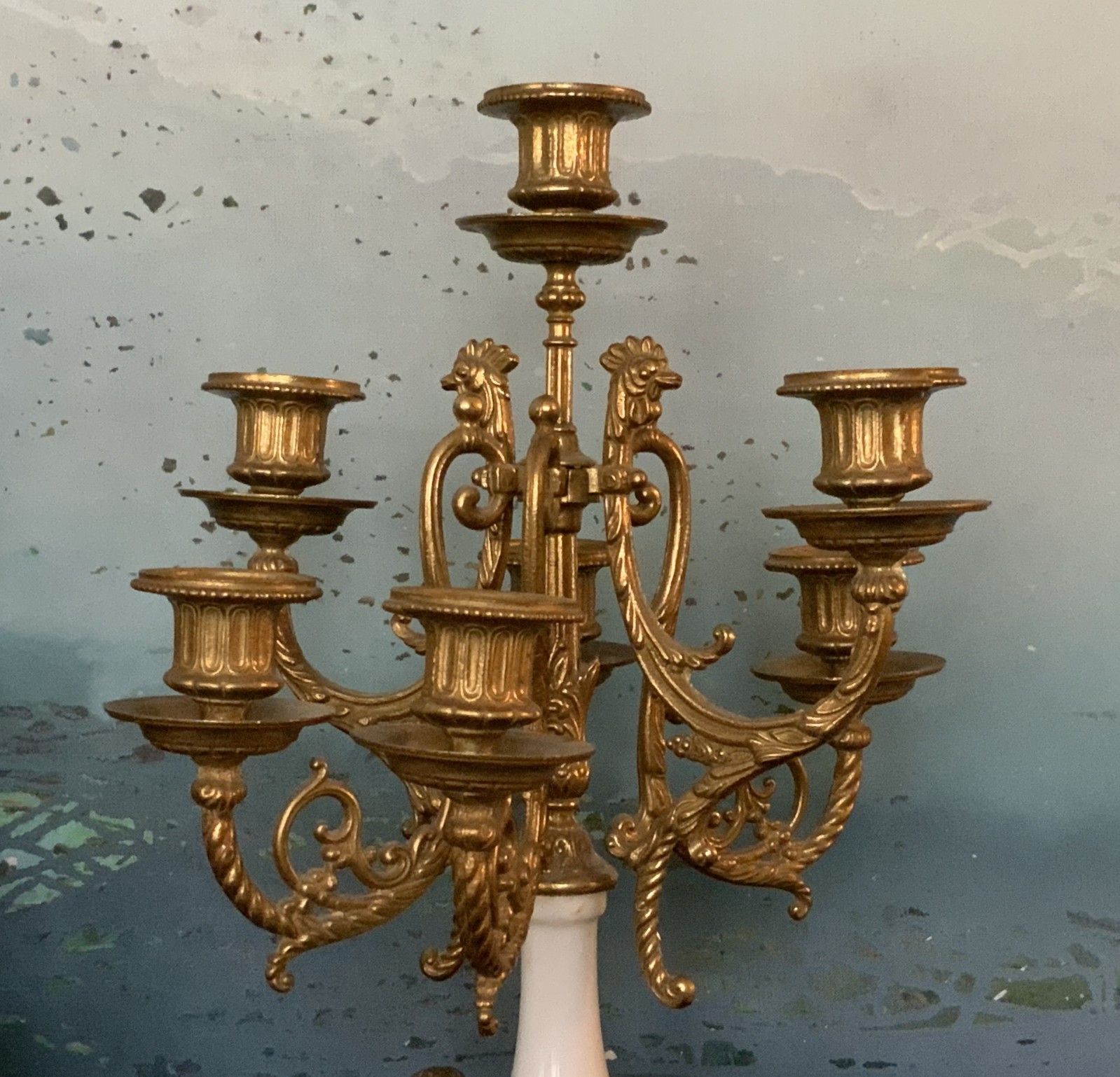 photo buy Huge Italian Bronze & Marble 3 Piece Garniture Clock Set Inc Candelabra 8 Day