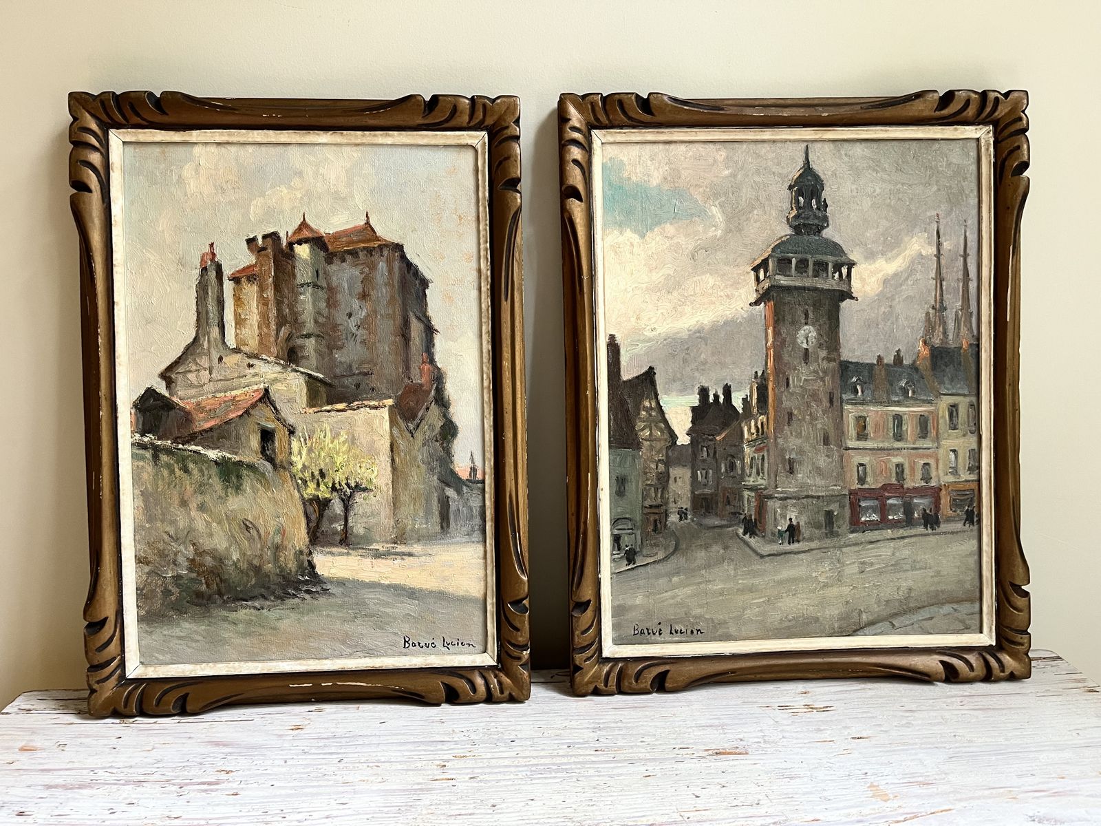 Stunning Pair Of French Impressionist Oil Paintings By Lucien Barue, Signed.