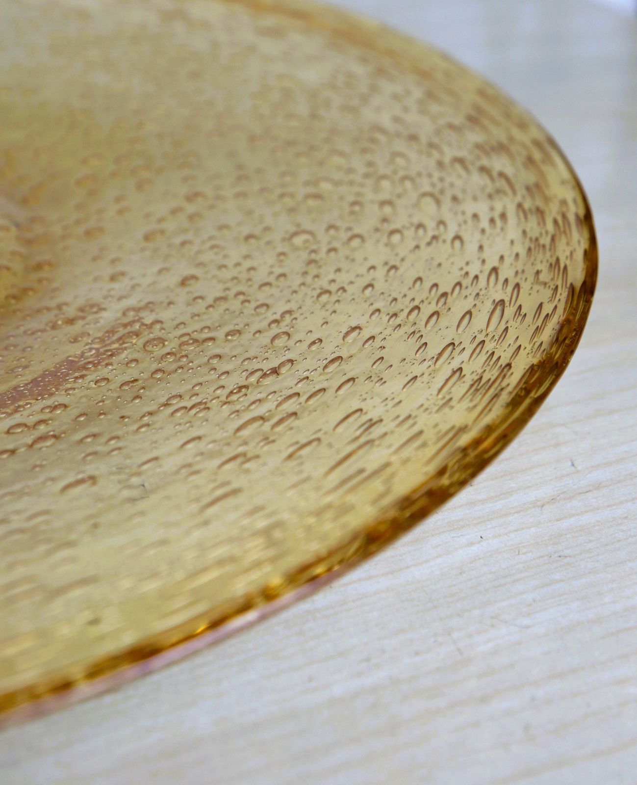 A Pair Of Mid Century Italian Low Glass Dishes Pale Yellow Coloured With Intense Bubble Decoration photo vinterior