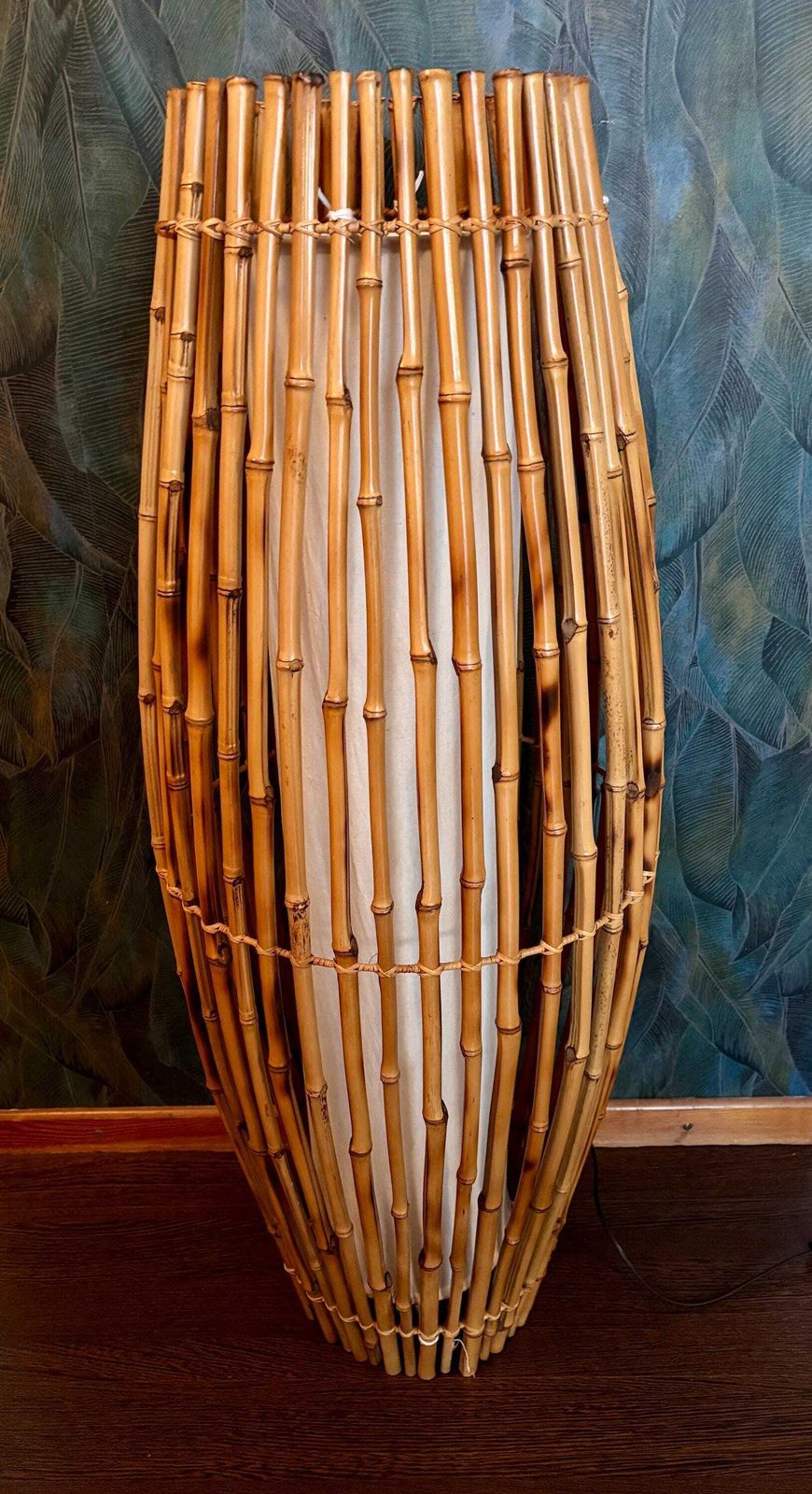 Tall Italian Floor Lamp Made Of Bamboo And Rattan From The Mid Century photo 886.0
