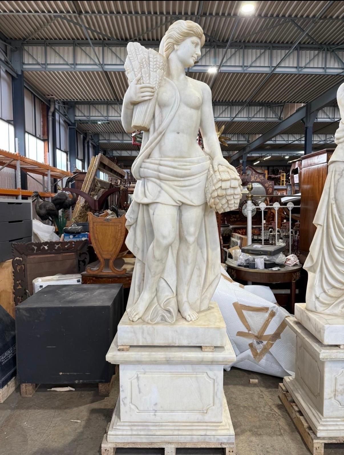Set Of Four Life Size Marble Figures, Four Seasons, Late 20th Century photo furniture