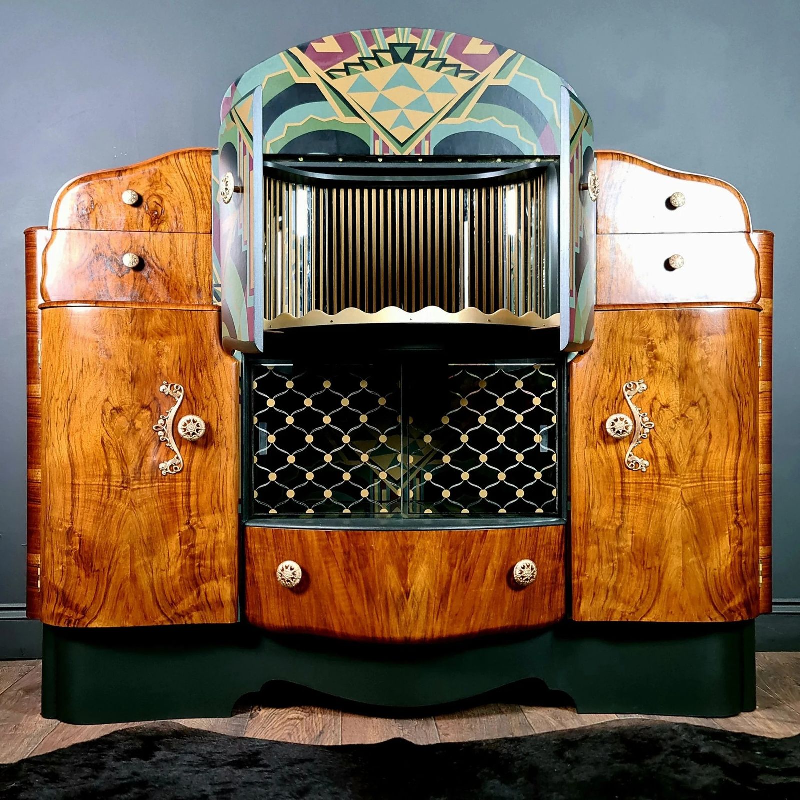 Art Deco Cocktail Cabinet. Fully Restored Restored And Re Designed. photo vintage
