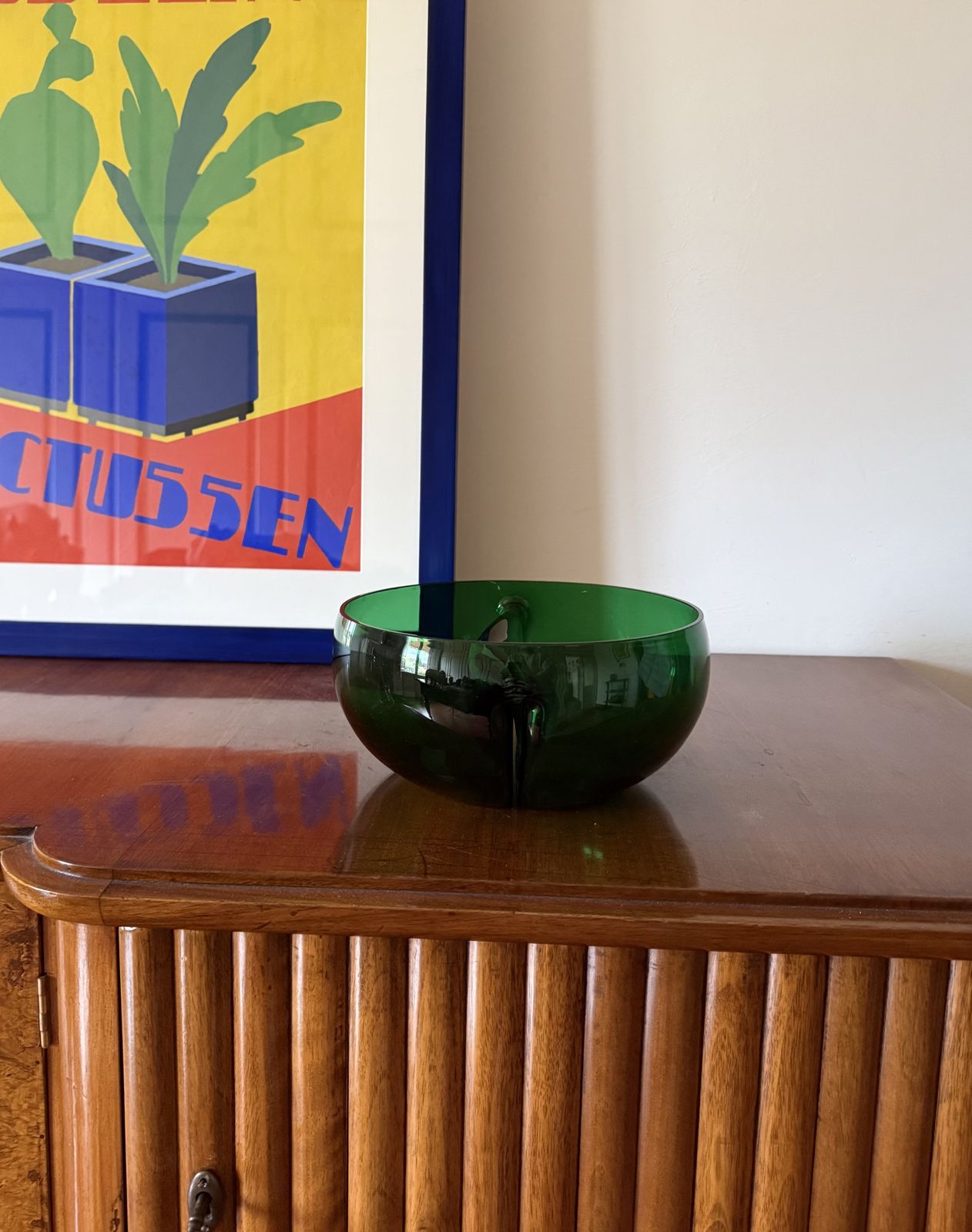 Mid Century Green Glass Bowl / Centerpiece,  Italy 1960s photo for sale