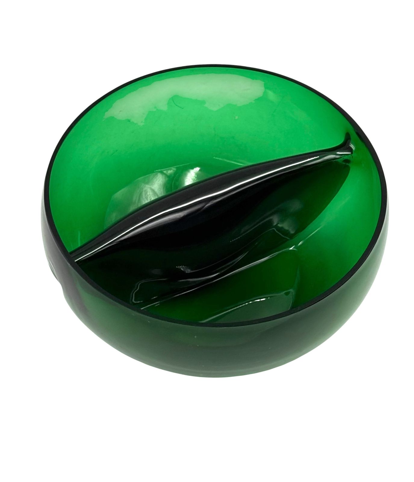 Home Decor Mid Century Green Glass Bowl / Centerpiece,  Italy 1960s photo