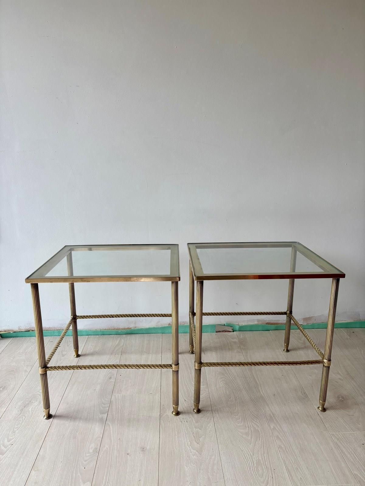 photo furniture Pair Of Vintage Brass And Glass Tables