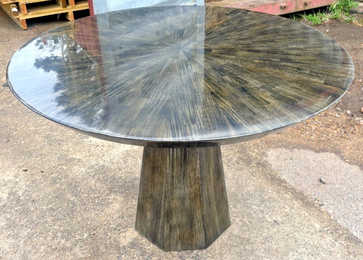 Made Goods Noctua Dark Faux Horn Finish Dining Table Ex Display photo for sale