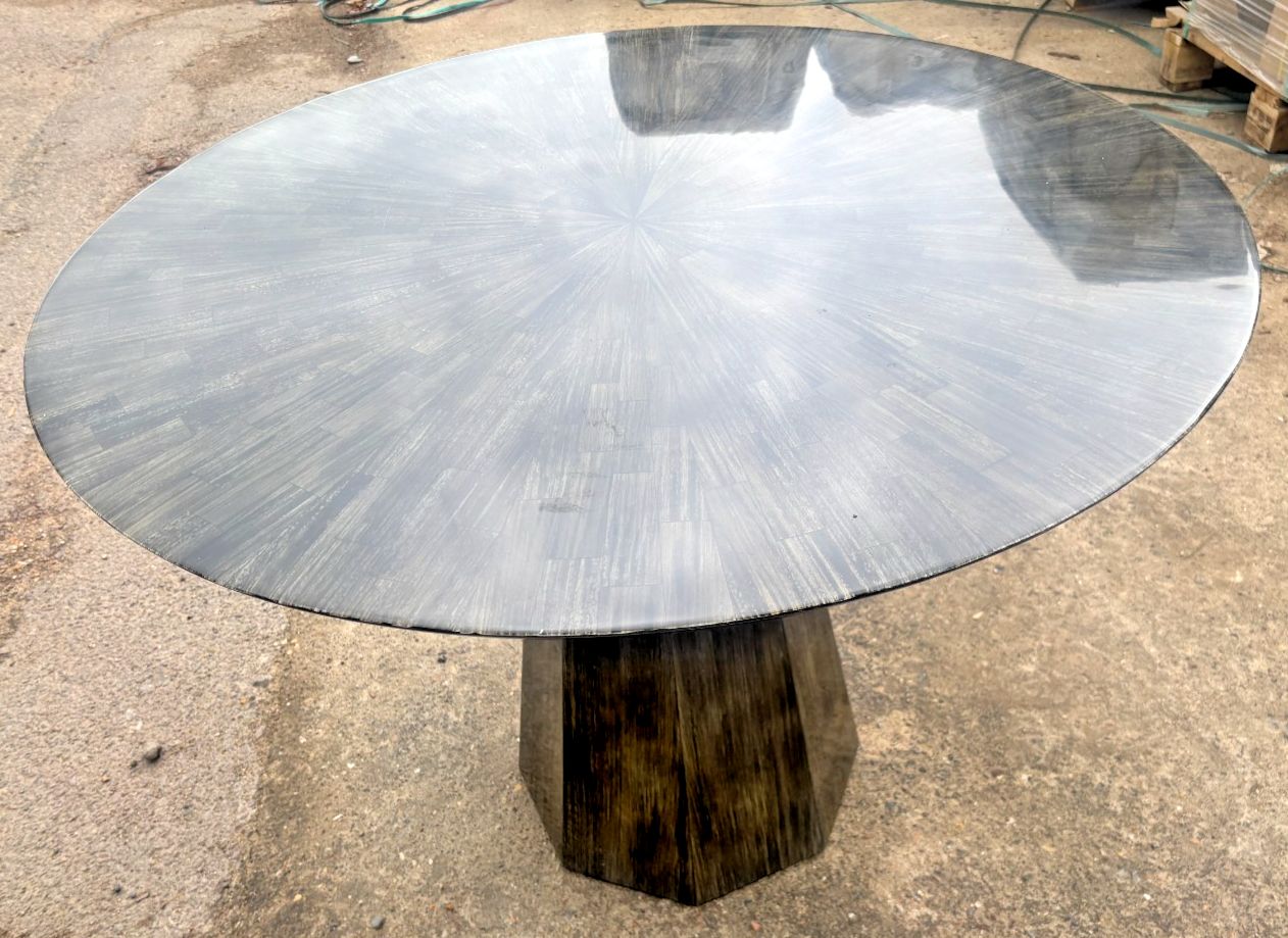 Made Goods Noctua Dark Faux Horn Finish Dining Table Ex Display photo vinterior