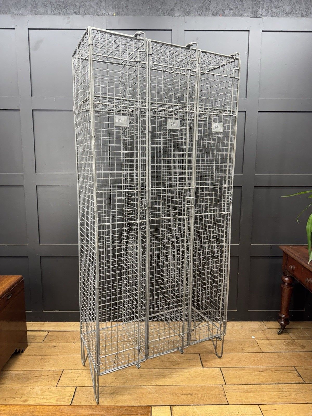 Industrial Vintage Wire Mesh Three Door Locker Storage Cabinet Cage Wardrobe photo vintage