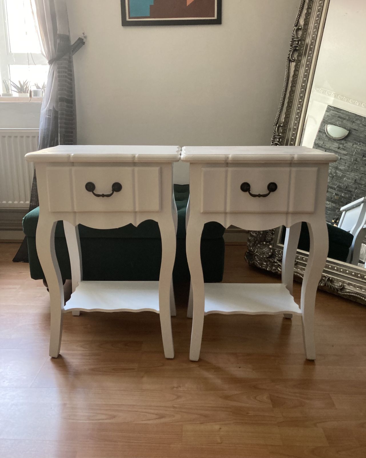 Juliette White Shabby Chic 1 Drawer Bedside Table X2