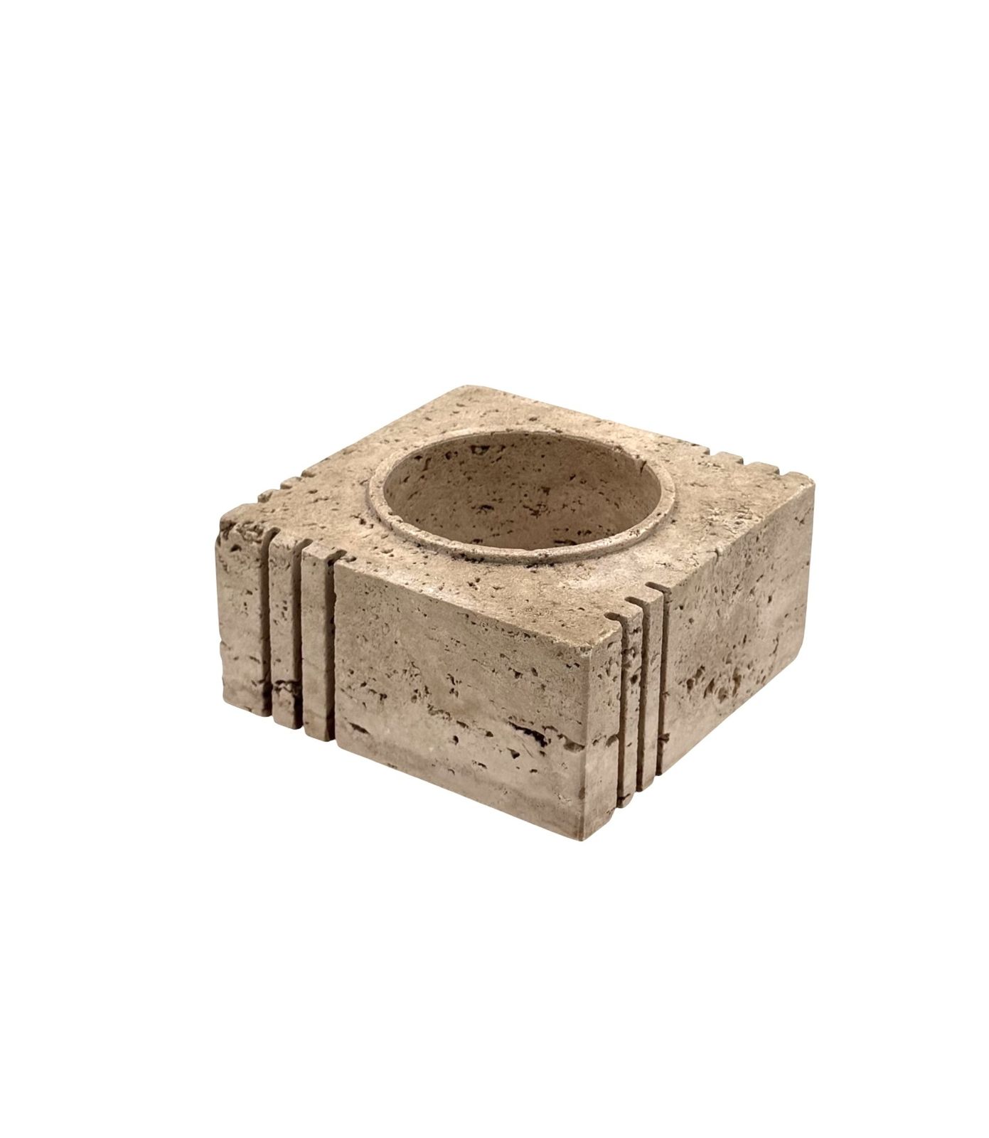 Travertine Cubic Vide Poche / Ashtray, Cerri Nestore, Italy, 1970s photo vintage