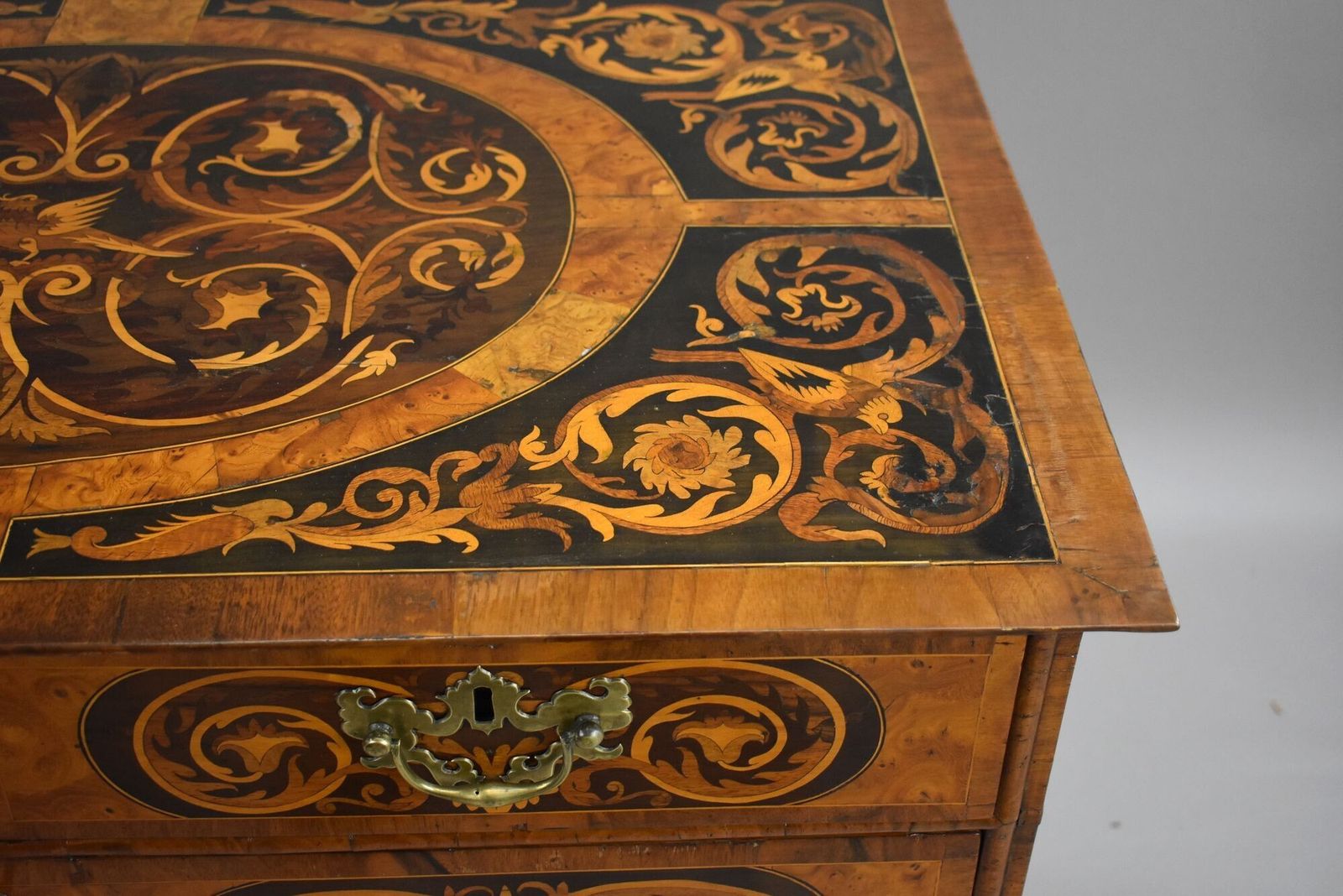 Furniture William & Mary Burr Walnut Marquetry Chest photo