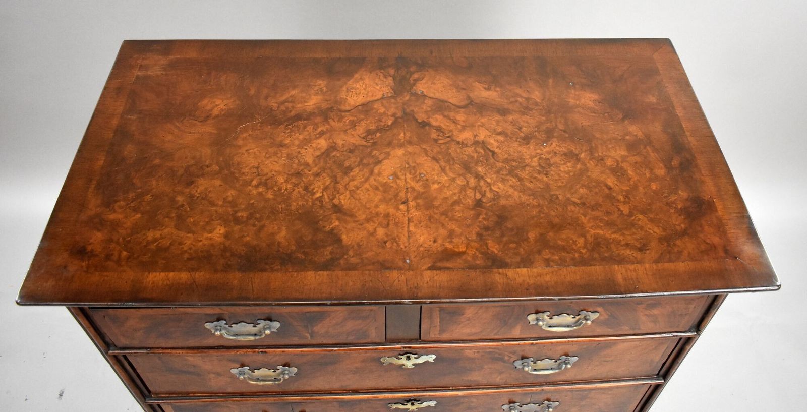 George III Burr Walnut Chest Of Drawers photo vintage
