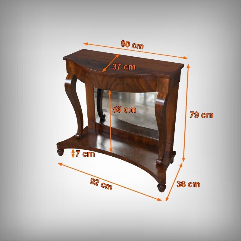 photo vinterior Mahogany Console Table  Restoration Period  First Part Of The 19th Century