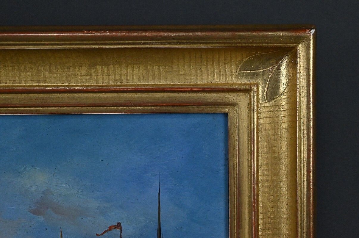 Painting “Port Scene”, Oil On Canvas, Signed F. Nicoli – 20th Century photo buy