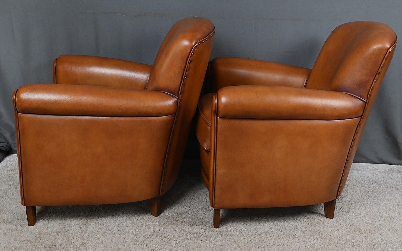 Pair Of Leather Club Chairs – Reproduction photo buy