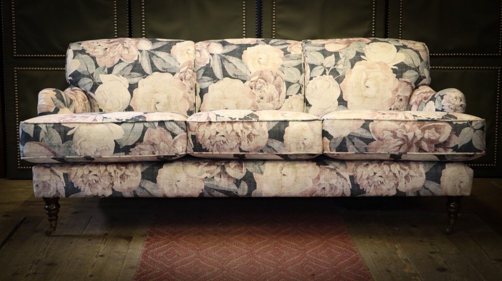 Stunning George Smith Howard Sons Style 3 Seater Elegant Sofa Floral Velvet 🚚 photo 3350.0