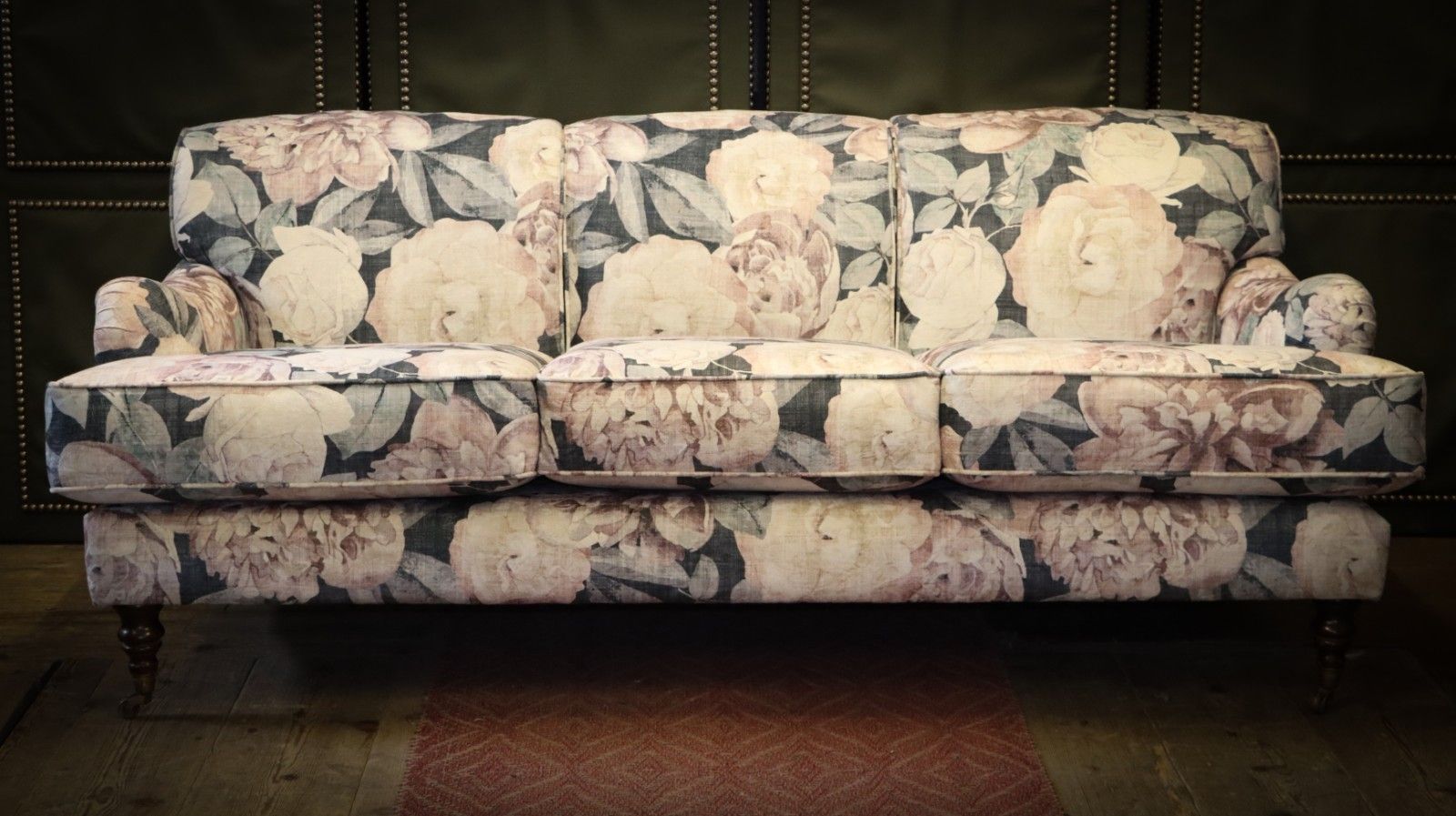Stunning George Smith Howard Sons Style 3 Seater Elegant Sofa Floral Velvet 🚚 photo vinterior