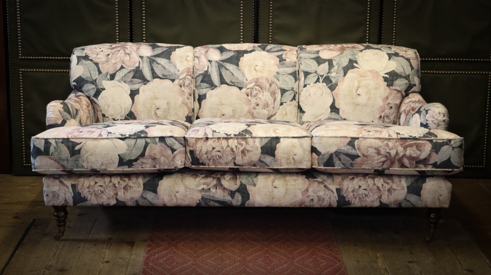Stunning George Smith Howard Sons Style 3 Seater Elegant Sofa Floral Velvet 🚚 photo buy