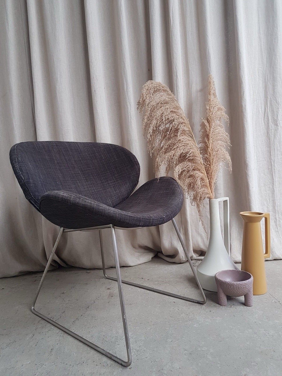 Vtg Late Mid Century Modernist Chrome Accent Side Chair Lounge Retro R817 photo furniture
