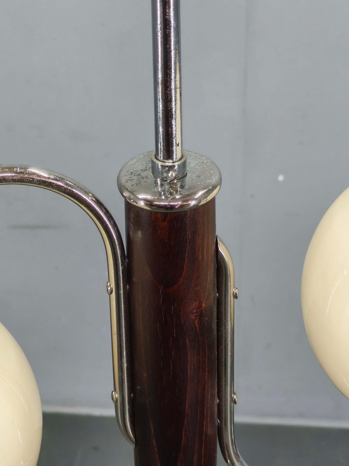 Czech Art Deco Chrome And Glass Chandelier, 1930s photo Lighting