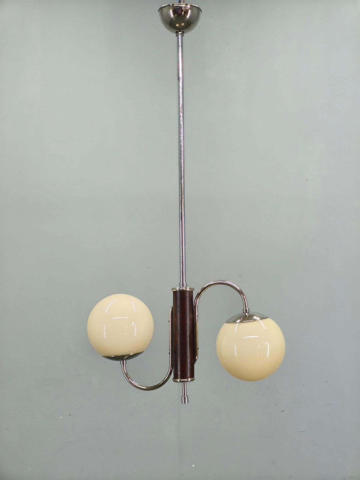 photo vinterior Czech Art Deco Chrome And Glass Chandelier, 1930s