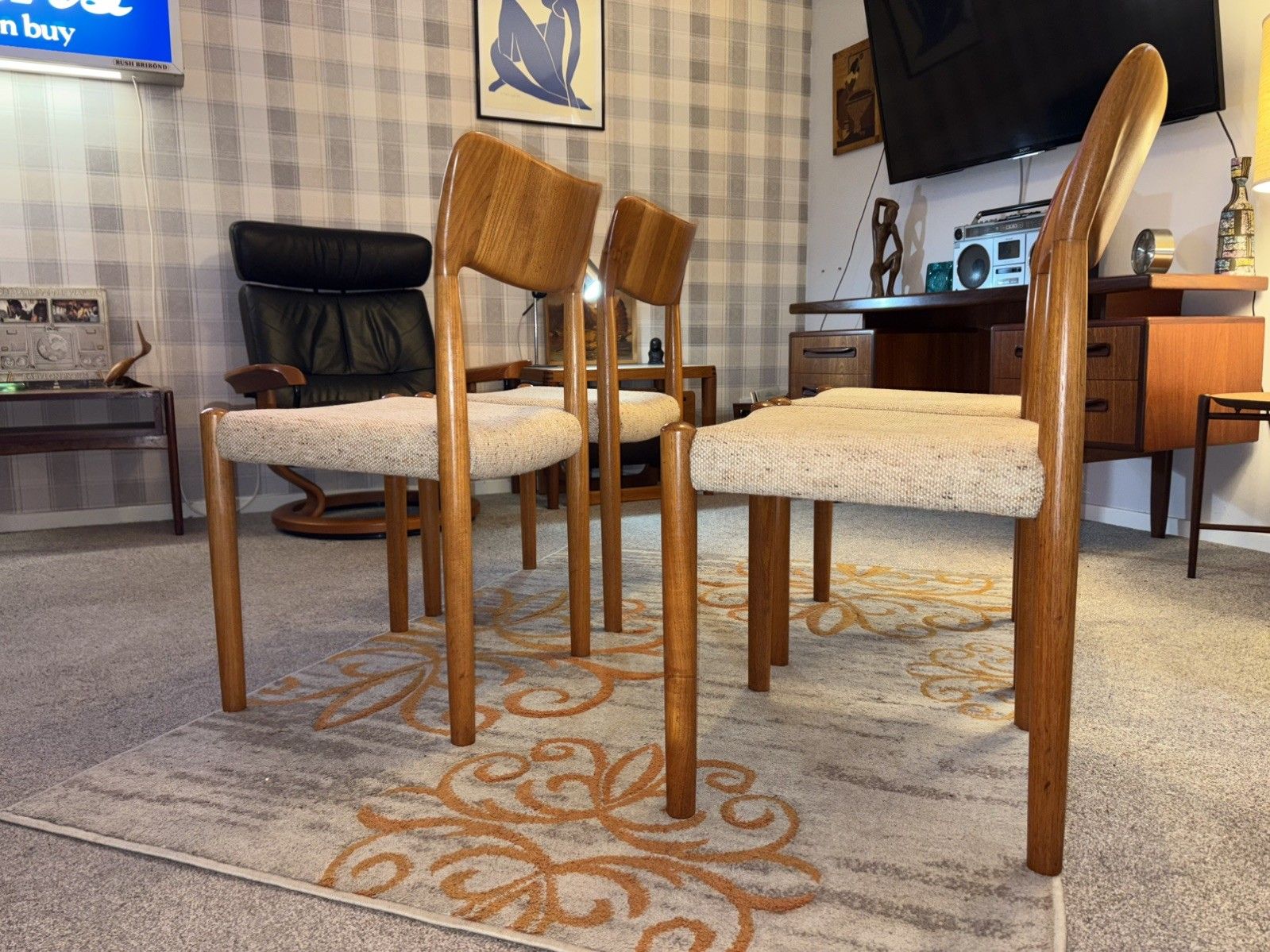 Mcm Danish Set Of 6 Boltinge Stolefabrik Teak Dining Chairs G Plan Era Retro photo buy
