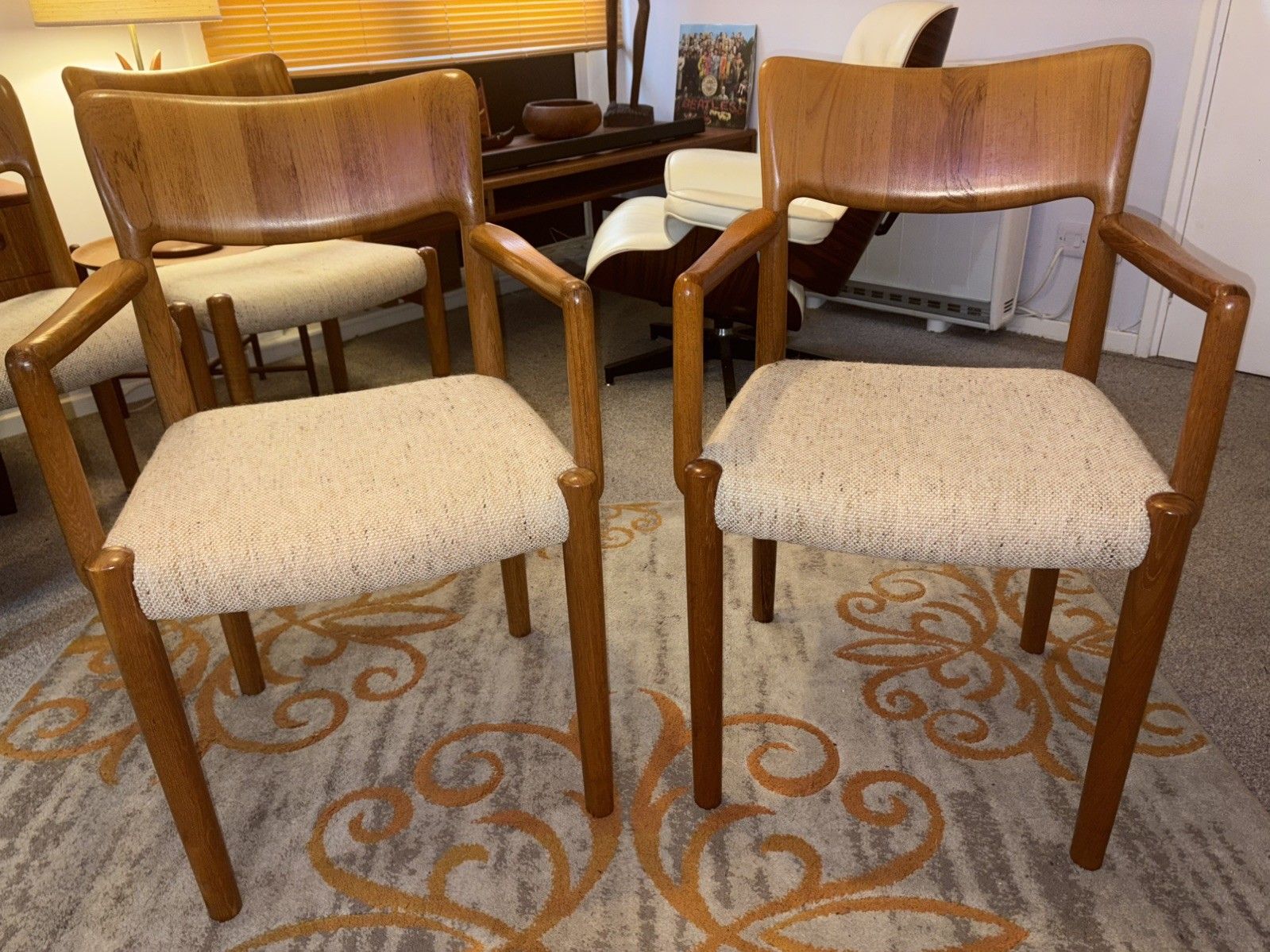 photo vintage Mcm Danish Set Of 6 Boltinge Stolefabrik Teak Dining Chairs G Plan Era Retro