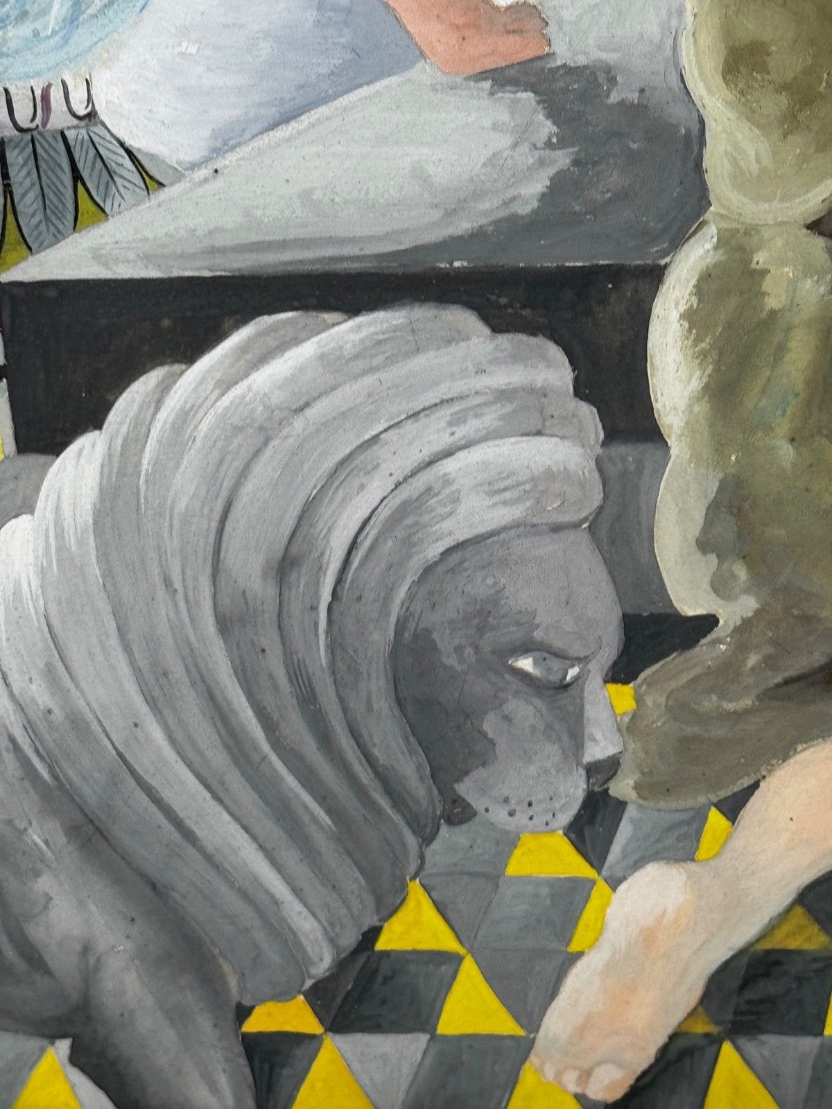 Surrealism Painting Death Of Cleopatra By Wenda Jerrum C1960 Egyptian Mythology photo vintage