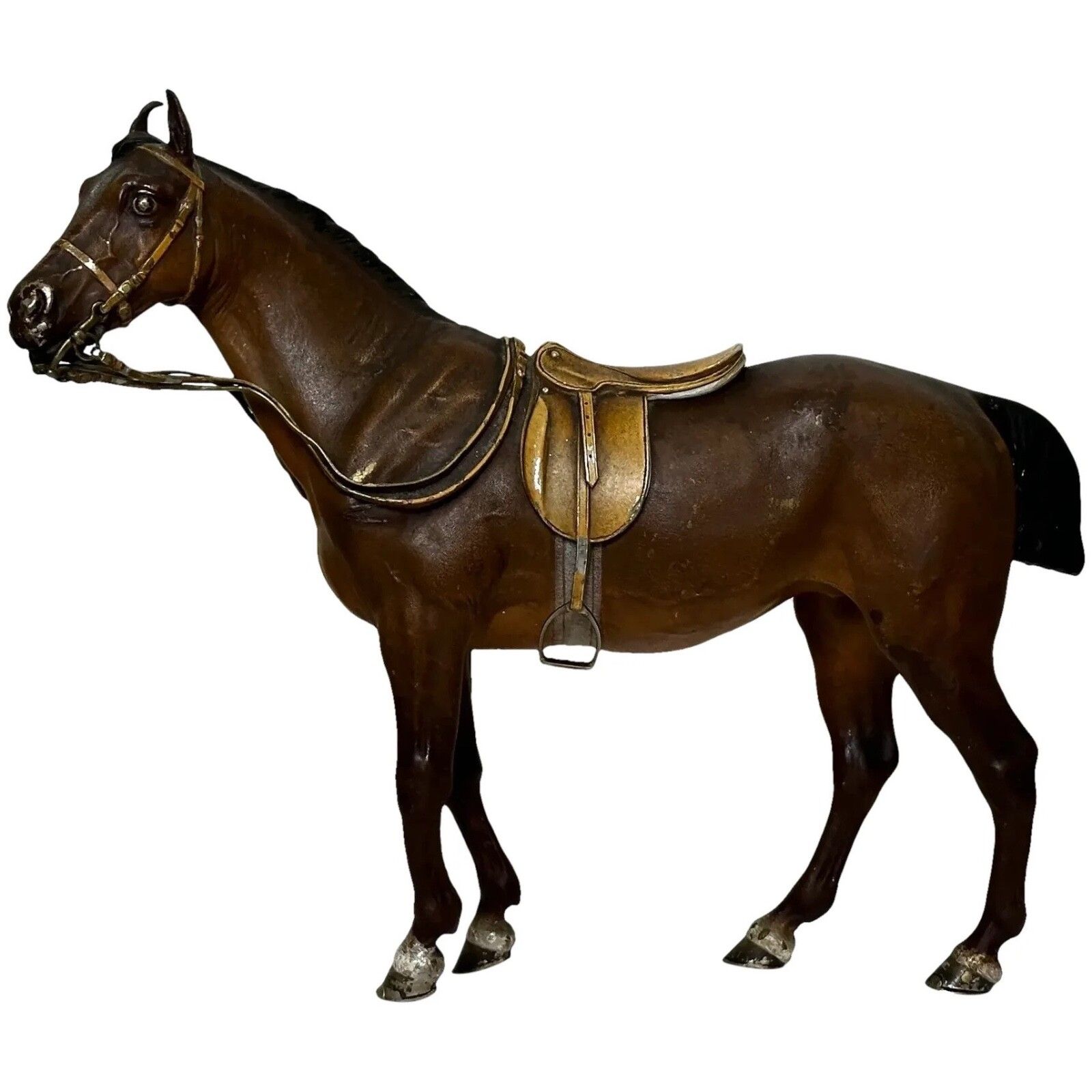 Victoriaans Oostenrijks ruitersbrons, Bay Hunter paard, Franz Bergman