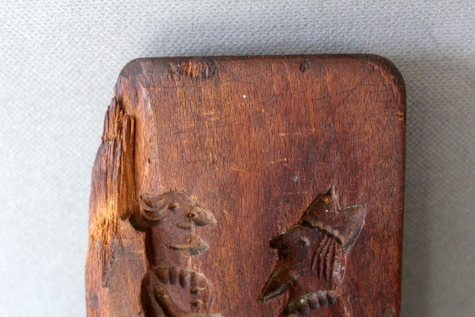 Tall Antique Hand Carved Gingerbread Springerle Mold, Speculoos Cookie Mold, Couple, Man And Lady, Traditional Clothing, Kitchenalia 45 Cm photo 103.0