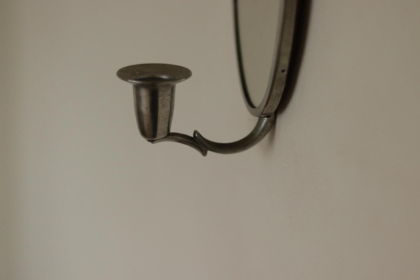 Home Decor Pair Of Mid Century Swedish Pewter Sconces With Mirror photo