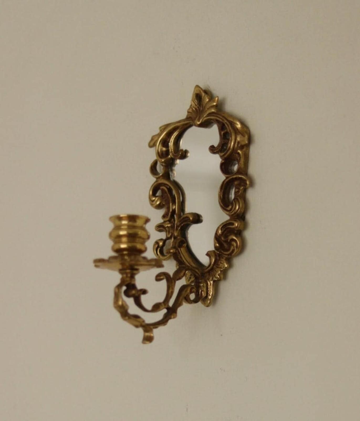 Pair Of Mid Century Swedish Brass Sconces With Mirrors photo Home Decor