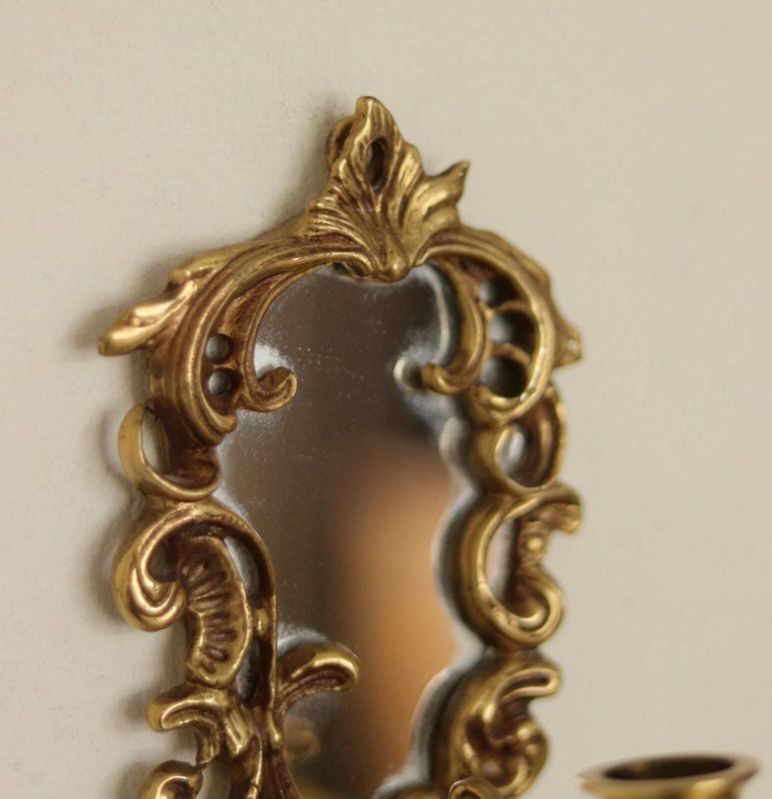 photo furniture Pair Of Mid Century Swedish Brass Sconces With Mirrors