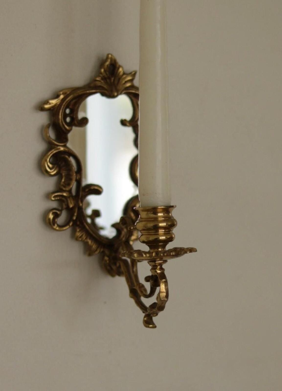Home Decor Pair Of Mid Century Swedish Brass Sconces With Mirrors photo