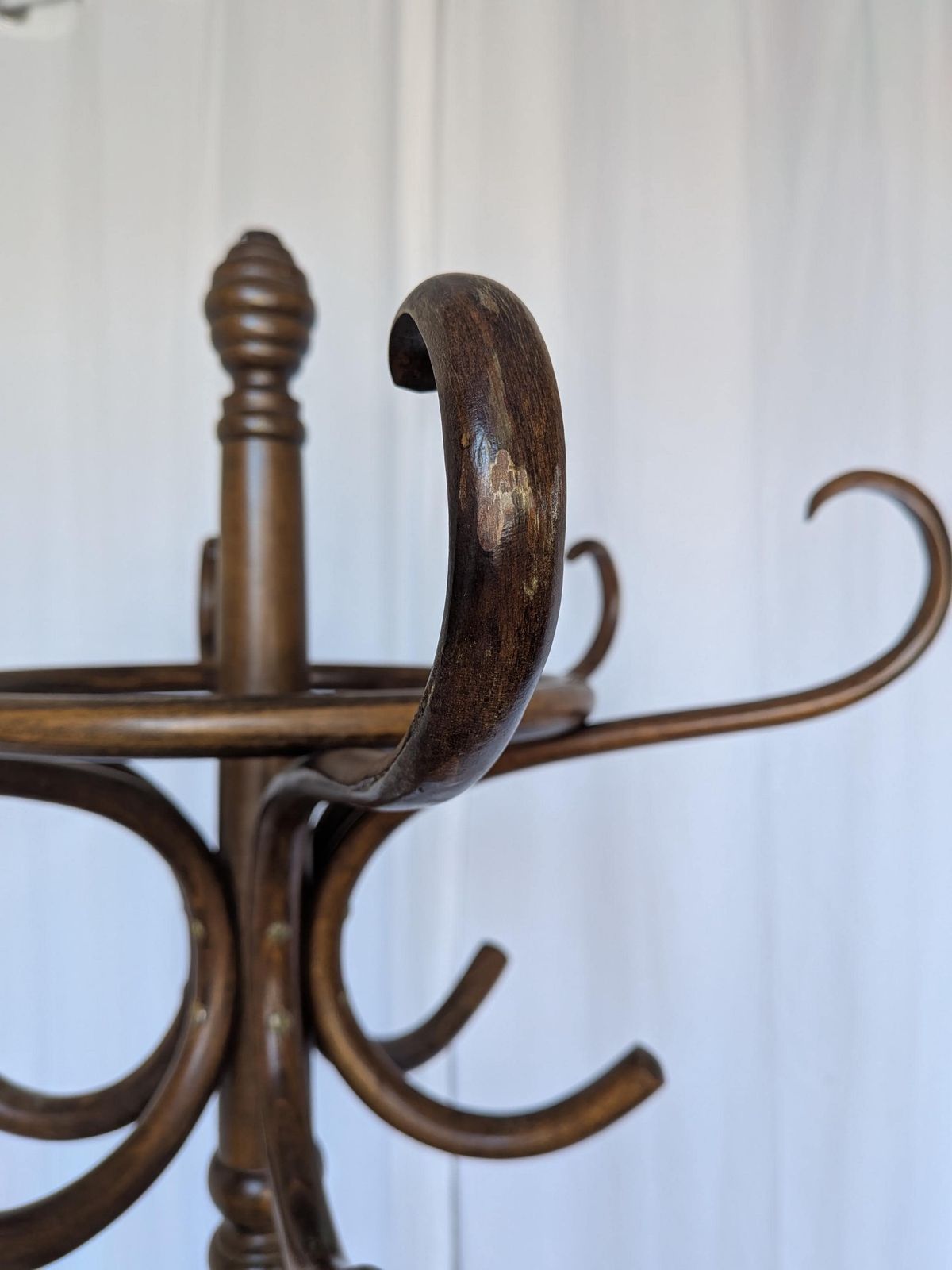 photo buy Vintage Bentwood Coat Stand In Thonet Style / Dark Wood Coat Rack With Umbrella Ring