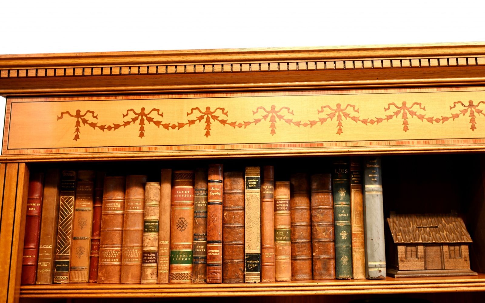 photo for sale Regency Open Bookcase   Satinwood Sheraton Bookcases Bespoke