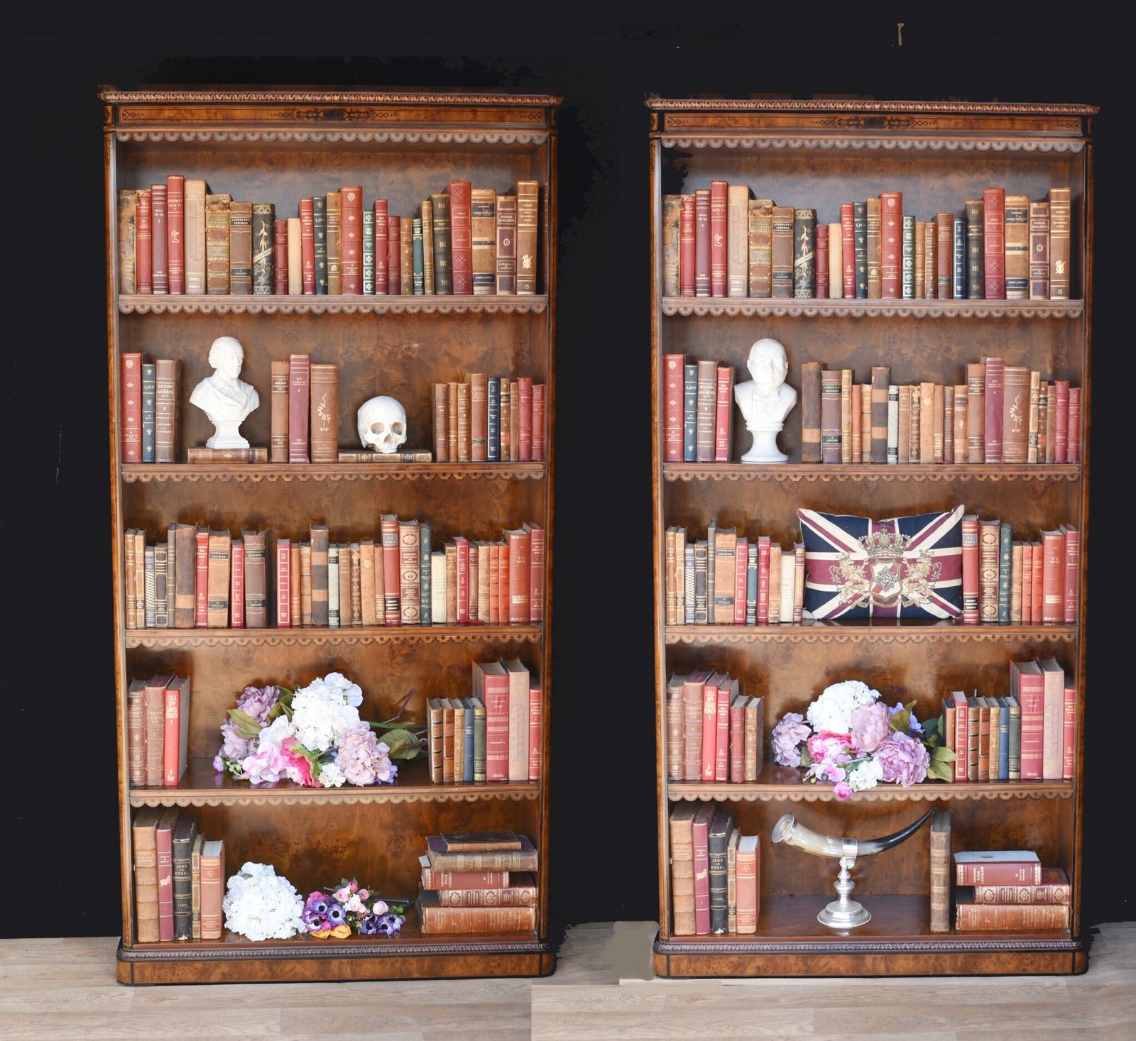 photo for sale Pair Mahogany Open Front Bookcase   Regency Sheraton Bookcase Bespoke